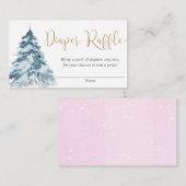 冬の降雪 ピンクゴールド ガール おむつくじ カード (正面/裏面)