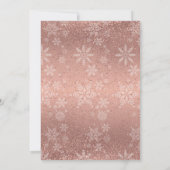 冬の降雪 ブライダルシャワー - ローズゴールド 招待状 (裏面)
