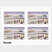 冬の降雪 長方形シール (シート)