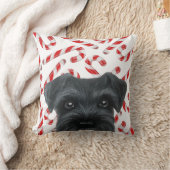 冬の限定版。 キャンデーを持つ黒いシュナウツァー クッション (ブランケット)