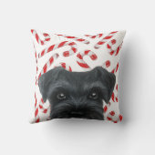 冬の限定版。 キャンデーを持つ黒いシュナウツァー クッション (裏面)