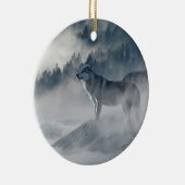 冬の陶磁器のオーナメントのオオカミ セラミックオーナメント (右)