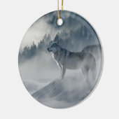 冬の陶磁器のオーナメントのオオカミ セラミックオーナメント (左)