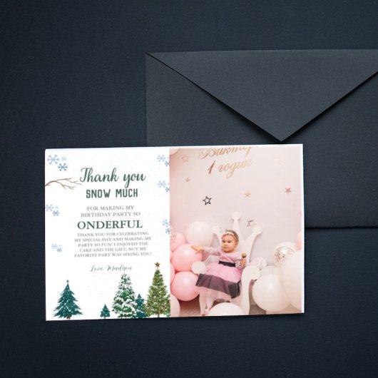 冬の陸上スノーフレークサンキュー誕生日カード サンキューカード
