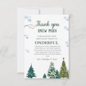 冬の陸上スノーフレークサンキュー誕生日カード サンキューカード (正面)