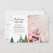 冬の陸上スノーフレークサンキュー誕生日カード サンキューカード (正面)