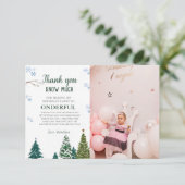 冬の陸上スノーフレークサンキュー誕生日カード サンキューカード (スタンド正面)