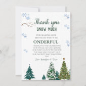 冬の陸上スノーフレークサンキュー誕生日カード 招待状 (正面)