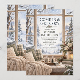 冬の隠れ家での温かなパーティー 招待状