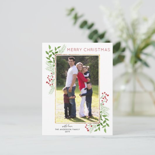 冬の離れ紅葉ベリーメリークリスマスフォト シーズンポストカード (スタンド正面)