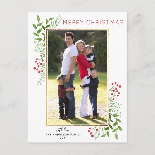 冬の離れ紅葉ベリーメリークリスマスフォト シーズンポストカード (正面)