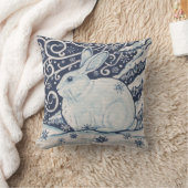 『冬の雪うさぎネービー・ブルー・スノーフレ絵画ークズ』 クッション (ブランケット)