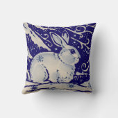 冬の雪うさぎブルーホワイトクリスマス クッション (裏面)