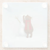 冬の雪お洒落熊ベビー ガラスコースター (裏面)