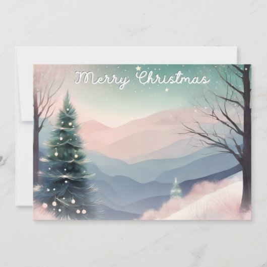 冬の雪かわいらしの風景メリークリスマス シーズンカード (正面)