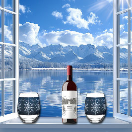 冬の雪が輝く星々新年を迎える ステムなしワイングラス