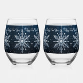 冬の雪が輝く星々新年を迎える ステムなしワイングラス (裏面)