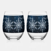 冬の雪が輝く星々新年を迎える ステムなしワイングラス (左)