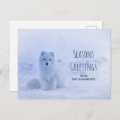 冬の雪が降る可愛い北極キツネ ポストカード (正面/裏面)