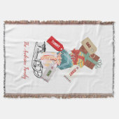 冬の雪そりの白い緑のクリスマモダンス スローブランケット (正面)