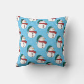 冬の雪だるまかわいいブルークリスマスホリデー クッション (裏面)