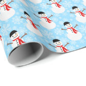冬の雪だるまかわいいブルーホリデイ ラッピングペーパー (ロールコーナー)