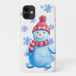 冬の雪だるまと雪 iPhone 11 ケース