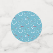 冬の雪だるまのパターンそれを雪のシアンと赤 コンフェッティ (スモール正面)