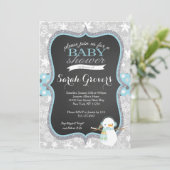 冬の雪だるまの男の子のベビーシャワーの招待 招待状 (スタンド正面)