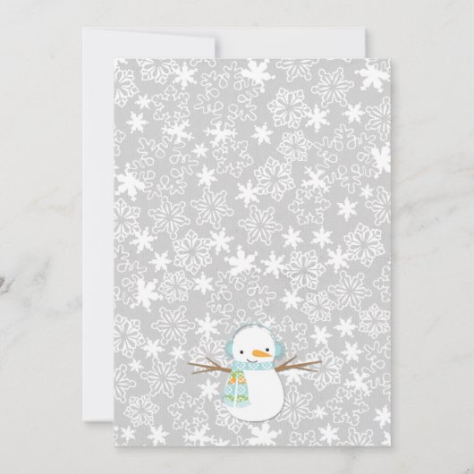 冬の雪だるまの男の子のベビーシャワーの招待 招待状 (裏面)