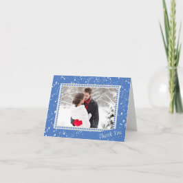 冬の雪だるまの結婚式の写真は感謝していしています サンキューカード