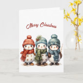 冬の雪だるまイラストレーションクリスマス カード (黄色い花)