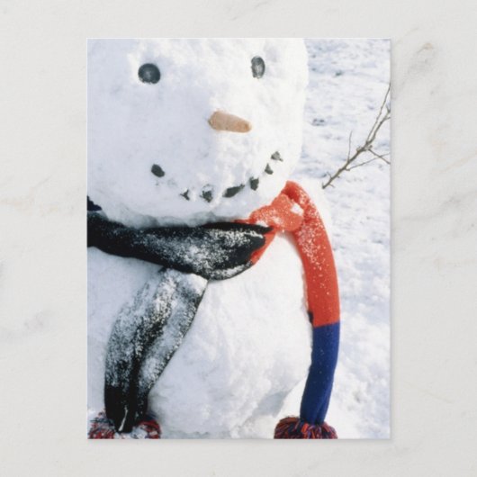 冬の雪だるまカードとシール ポストカード (正面)