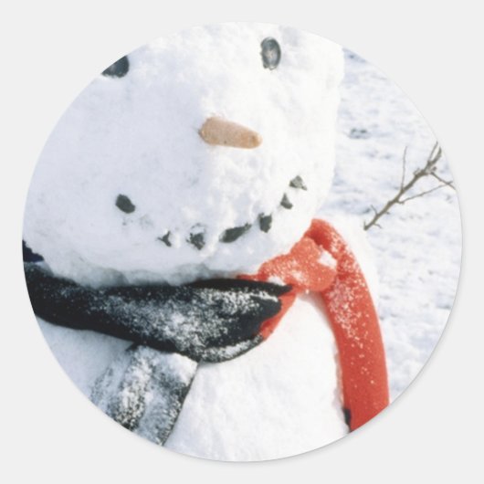 冬の雪だるまカードとシール ラウンドシール (正面)