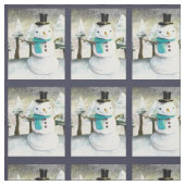 冬の雪だるまクリスマスシーンパターンかわいい ファブリック (見本)
