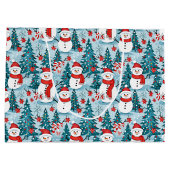 冬の雪だるまクリスマスパーソナライズされた ラージペーパーバッグ (裏面)