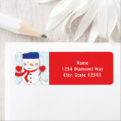 冬の雪だるまクリスマスホリデー住所 シール (インサイチュ)