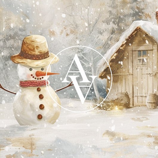 冬の雪だるまシ絵画ーンの素朴クリスマス ポスター