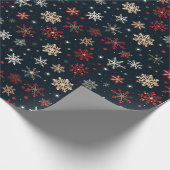 冬の雪だるまパターンクリスマスギフトラップ ラッピングペーパー (角)