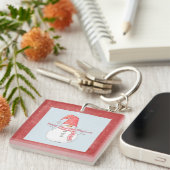 冬の雪だるまパーソナライズされたメリークリスマス キーホルダー (正面右)