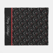 冬の雪だるまファミリーパターメリーンホリデーズブラック フリースブランケット (正面(横))