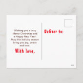 冬の雪だるまブライトグリーンメリークリスマスホリダ シーズンポストカード (裏面)