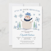 冬の雪だるまベイビーシャワー招待状 招待状 (正面)