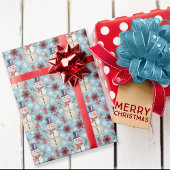 冬の雪だるまベリーズスノーフレークスブルー ラッピングペーパー