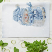 冬の雪だるま写真クリスマスかわいい キッチンタオル (折り畳み)