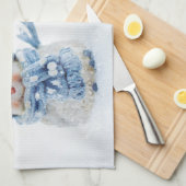 冬の雪だるま写真クリスマスかわいい キッチンタオル (四つ折り)