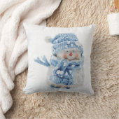 冬の雪だるま写真クリスマスかわいい クッション (ブランケット)