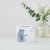 冬の雪だるま写真クリスマスかわいい スクエア名刺 (スタンド正面)