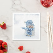 冬の雪だるま写真クリスマスかわいい スタンダードカクテルナプキン (インサイチュ)
