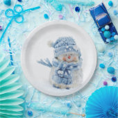 冬の雪だるま写真クリスマスかわいい ペーパープレート (パーティー)